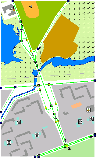 the original OSM route is in red, blue after simplification