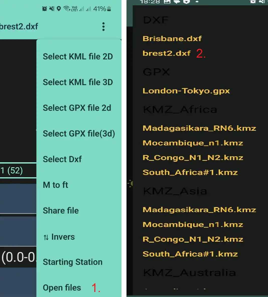 the main menu of the application